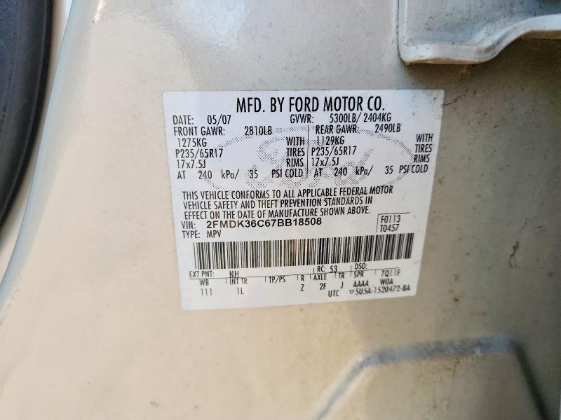 Продажа на аукционе авто 2007 Ford Edge, vin: 2FMDK36C67BB18508, номер лота: 52844726