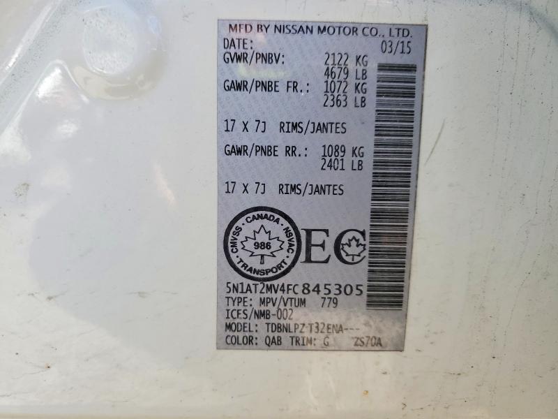 Продаж на аукціоні авто 2015 Nissan Rogue, vin: 5N1AT2MV4FC845305, номер лоту: 53383066