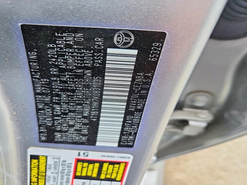 Aukcja sprzedaży 2019 Toyota Camry, vin: 4T1B11HK7KU831035, numer aukcji: 53507776