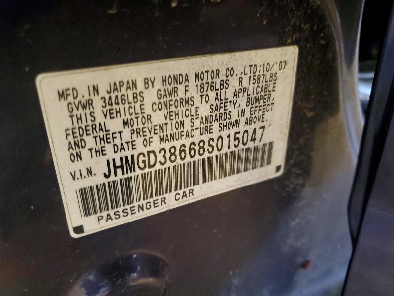 Продаж на аукціоні авто 2008 Honda Fit, vin: JHMGD38668S015047, номер лоту: 54100386