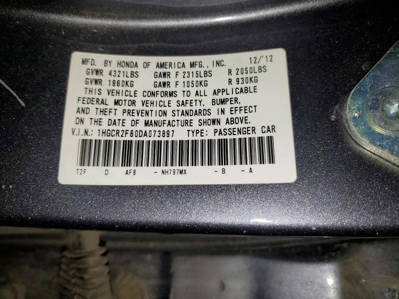 Продажа на аукционе авто 2013 Honda Accord, vin: 1HGCR2F80DA073897, номер лота: 53375306