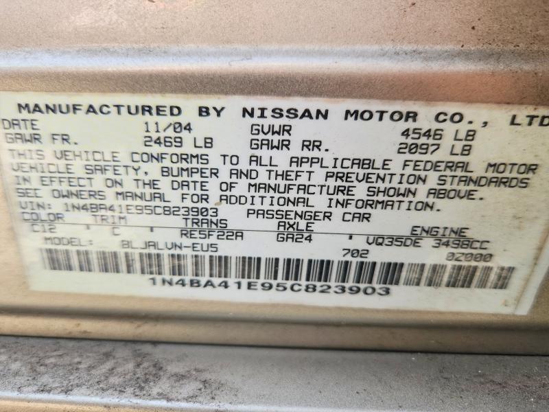 2005 Nissan Maxima მანქანა იყიდება აუქციონზე, vin: 1N4BA41E95C823903, აუქციონის ნომერი: 54997626