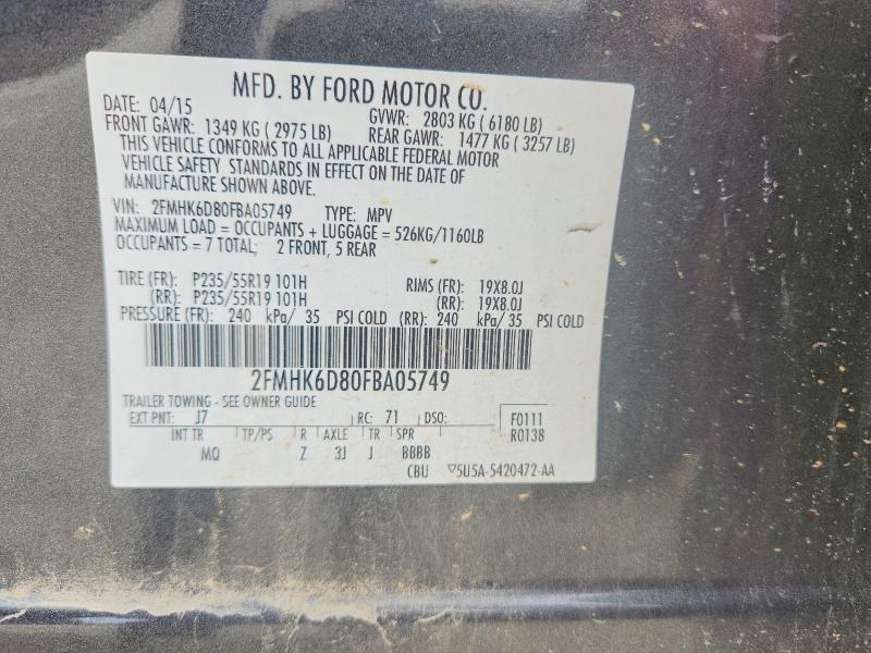 Продаж на аукціоні авто 2015 Ford Flex, vin: 2FMHK6D80FBA05749, номер лоту: 54826726