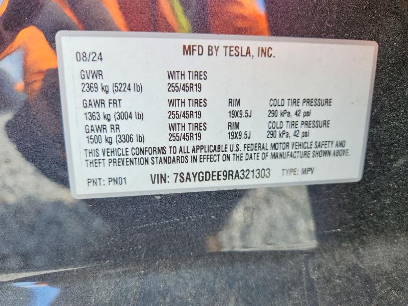 Aukcja sprzedaży 2024 Tesla Model Y, vin: 7SAYGDEE9RA321303, numer aukcji: 54813406