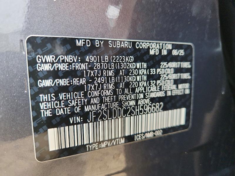 54611626 :رقم المزاد ، JF2SLDDC2SH596682 vin ، 2025 Subaru Forester مزاد بيع