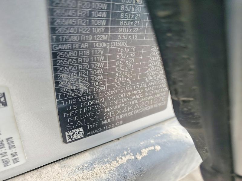 Продаж на аукціоні авто 2019 Land Rover Range Rover Velar, vin: SALYL2EX4KA201076, номер лоту: 52987346