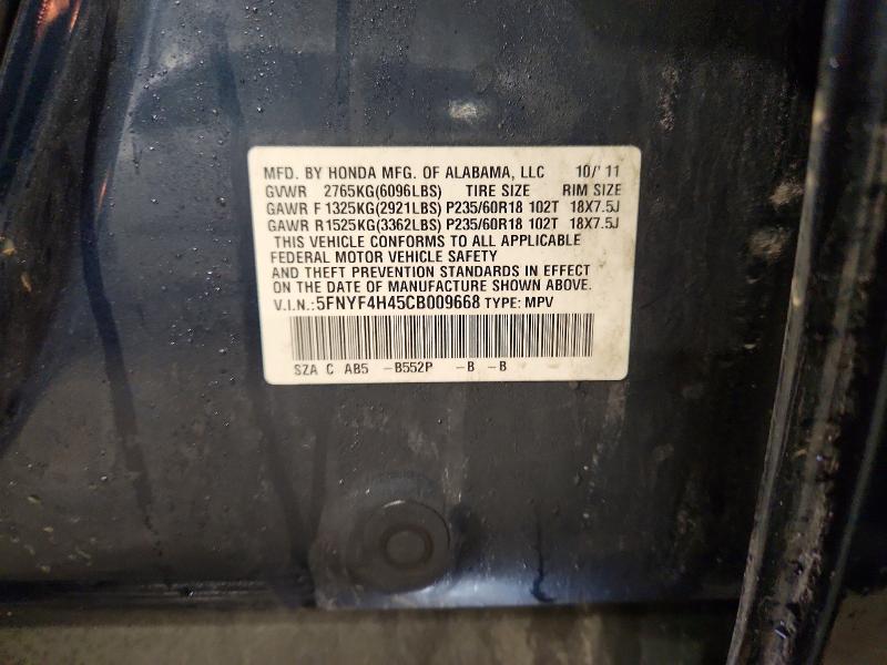 Продаж на аукціоні авто 2012 Honda Pilot, vin: 5FNYF4H45CB009668, номер лоту: 53463146