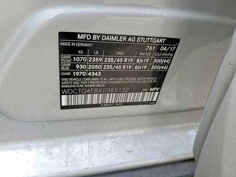 Aukcja sprzedaży 2018 Mercedes-benz Gla, vin: WDCTG4EBXJJ385132, numer aukcji: 55115456