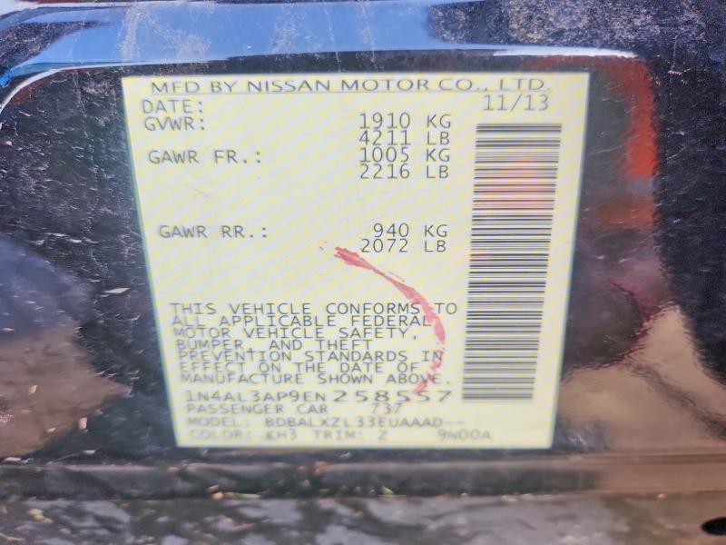Aukcja sprzedaży 2014 Niss Altima, vin: 1N4AL3AP9EN258557, numer aukcji: 52843716