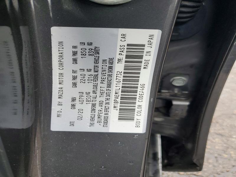 54418476 :رقم المزاد ، JM1BPAEM1L1167732 vin ، 2020 Mazda 3 مزاد بيع