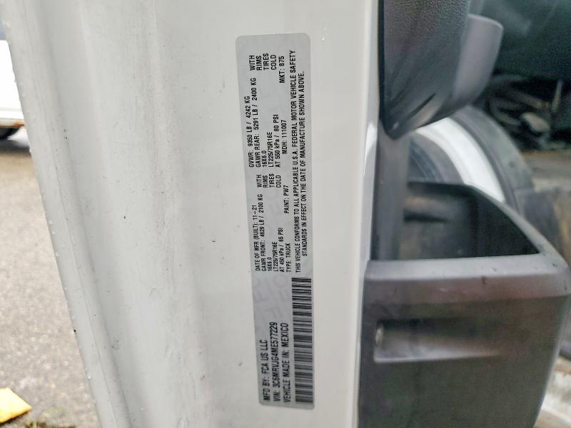 Продаж на аукціоні авто 2021 Ram Promaster 3500, vin: 3C6MRVJG4ME577229, номер лоту: 50999166