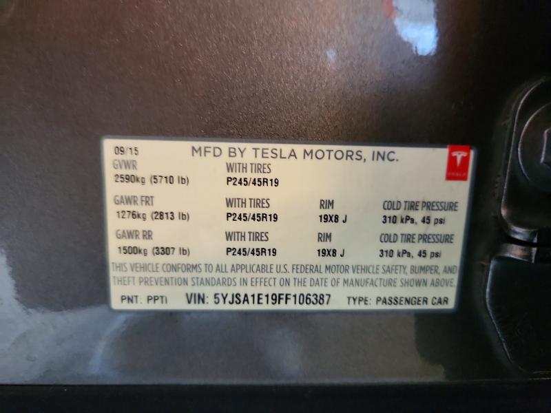 53254726 :رقم المزاد ، 5YJSA1E19FF106387 vin ، 2015 Tesla Model S مزاد بيع