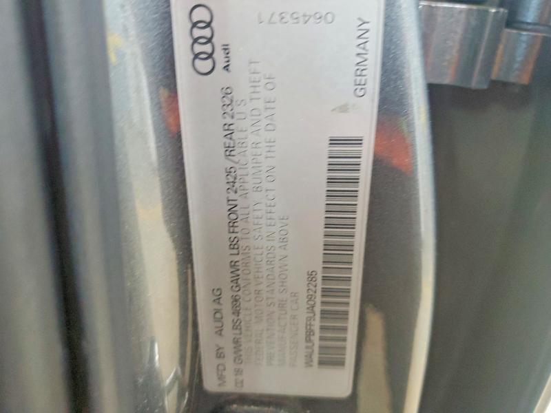 54294506 :رقم المزاد ، WAUUPBFF9JA092285 vin ، 2018 Audi A3 مزاد بيع