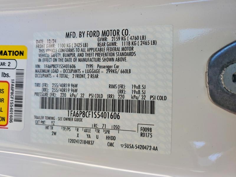 Продажа на аукционе авто 2025 Ford Mustang, vin: 1FA6P8CF1S5401606, номер лота: 52345156