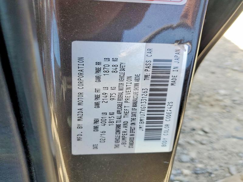 Продажа на аукционе авто 2016 Mazda 3, vin: JM1BM1U7XG1331263, номер лота: 51509506