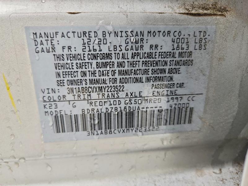 Aukcja sprzedaży 2021 Nissan Sentra, vin: 3N1AB8CVXMY223522, numer aukcji: 54289876