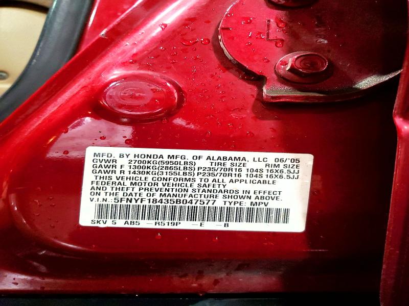 Продаж на аукціоні авто 2005 Honda Pilot, vin: 5FNYF18435B047577, номер лоту: 54138896