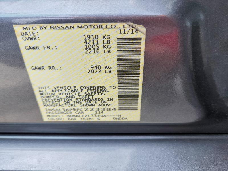 Продаж на аукціоні авто 2015 Nissan Altima, vin: 1N4AL3AP9FC223384, номер лоту: 54834316