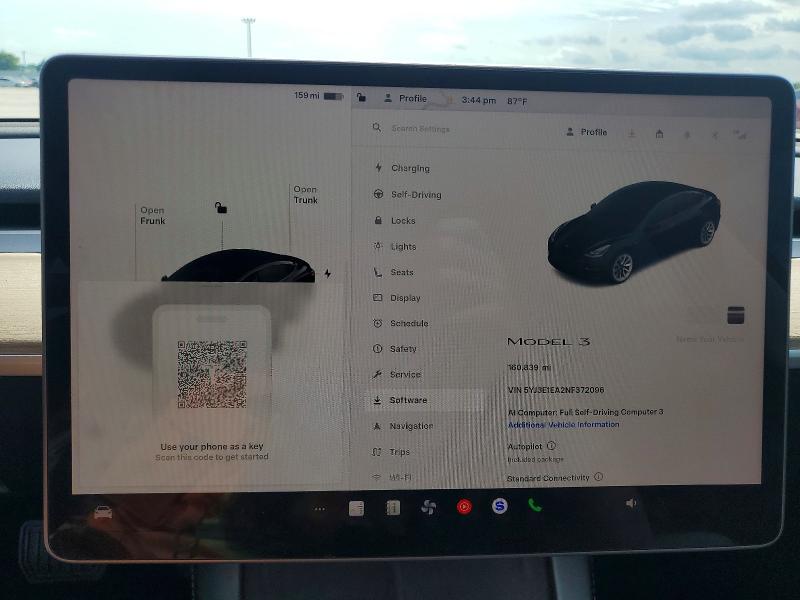 Aukcja sprzedaży 2022 Tesla Model 3, vin: 5YJ3E1EA2NF372096, numer aukcji: 52416226