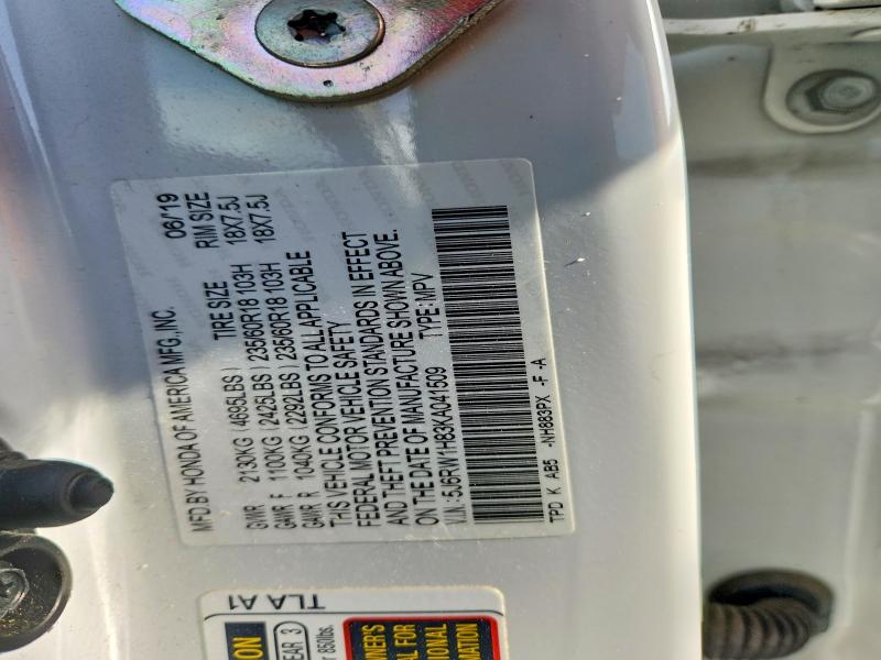 53017816 :رقم المزاد ، 5J6RW1H83KA041509 vin ، 2019 Honda Cr-v مزاد بيع