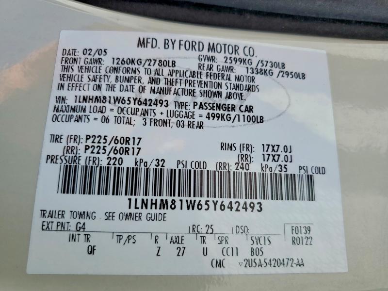 Auction sale of the 2005 Lincoln Town Car, vin: 1LNHM81W65Y642493, lot number: 53322176