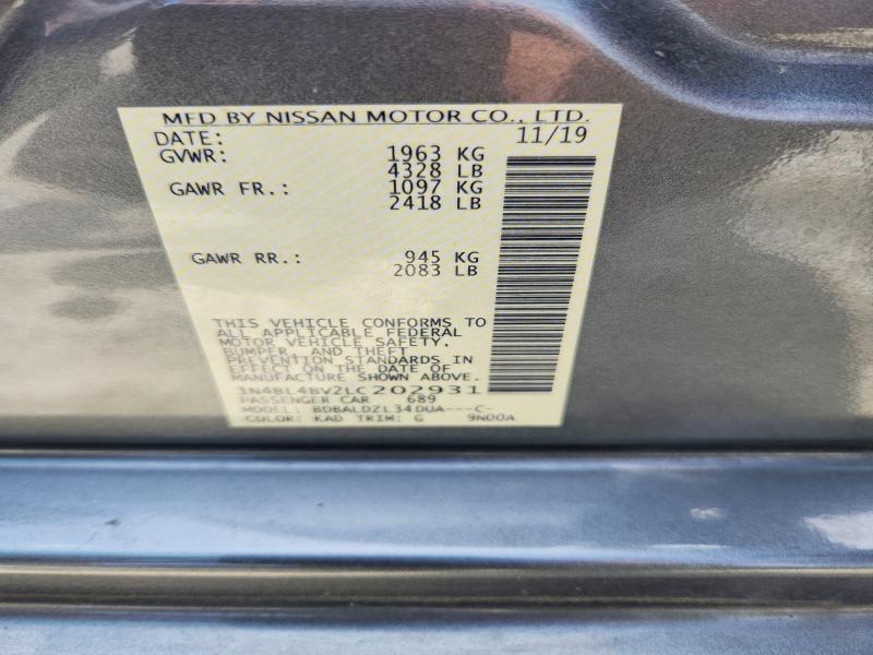 Продаж на аукціоні авто 2020 Nissan Altima, vin: 1N4BL4BV2LC202931, номер лоту: 52915096