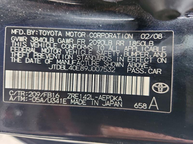 Продаж на аукціоні авто 2009 Toyota Corolla, vin: JTDBL40E89J007532, номер лоту: 54523306