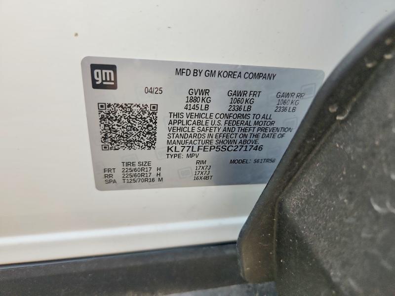 2025 Chevrolet Trax მანქანა იყიდება აუქციონზე, vin: KL77LFEP5SC271746, აუქციონის ნომერი: 54804936