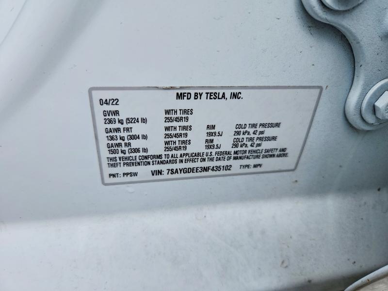 Aukcja sprzedaży 2022 Tesla Model Y, vin: 7SAYGDEE3NF435102, numer aukcji: 53519066