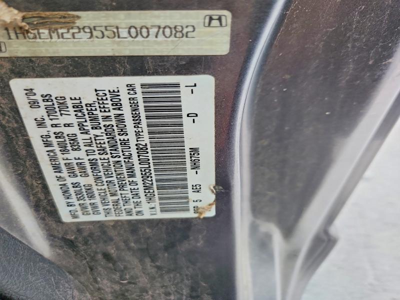 53635816 :رقم المزاد ، 1HGEM22955L007082 vin ، 2005 Honda Civic مزاد بيع