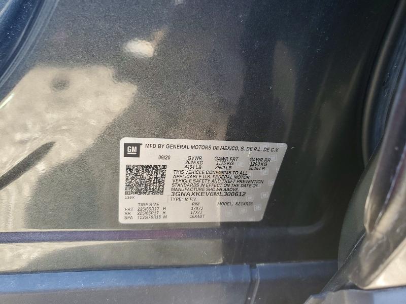 55057916 :رقم المزاد ، 3GNAXKEV6ML300612 vin ، 2021 Chevrolet Equinox مزاد بيع