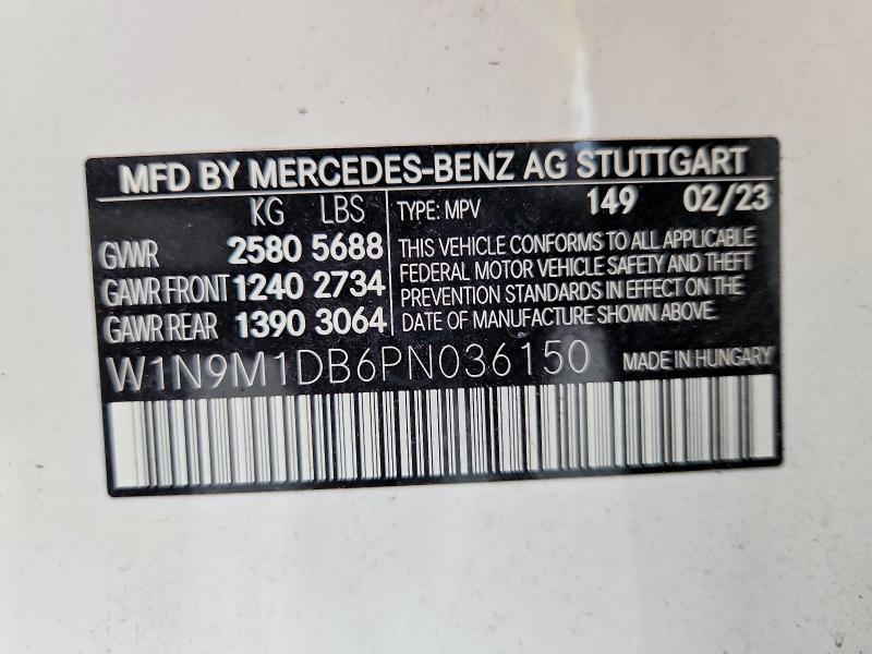 54609406 :رقم المزاد ، W1N9M1DB6PN036150 vin ، 2023 Mercedes-benz Eqb مزاد بيع