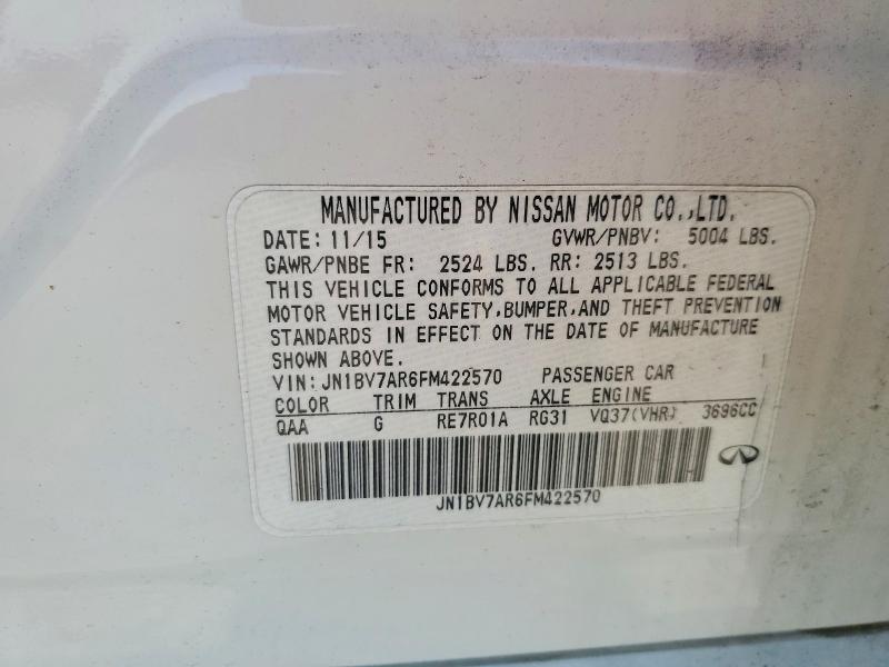 Aukcja sprzedaży 2015 Infiniti Q50, vin: JN1BV7AR6FM422570, numer aukcji: 52202306