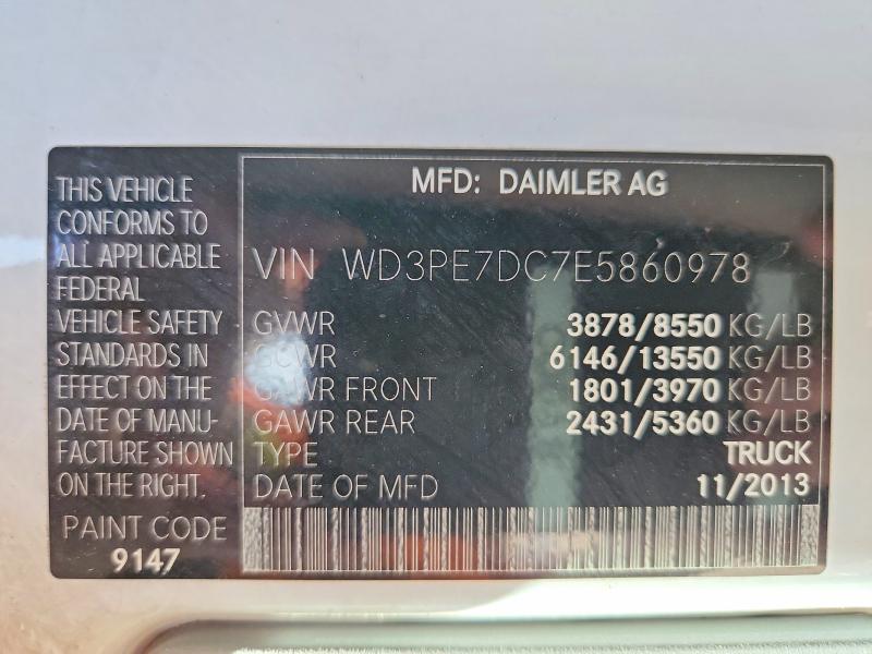 2014 Mercedes-benz Sprinter მანქანა იყიდება აუქციონზე, vin: WD3PE7DC7E5860978, აუქციონის ნომერი: 53824006