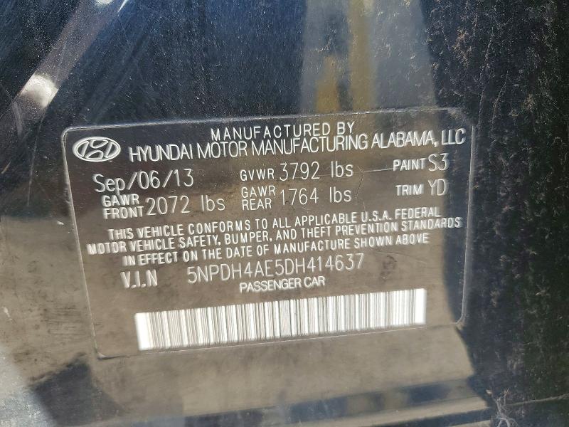 Продаж на аукціоні авто 2013 Hyundai Elantra, vin: 5NPDH4AE5DH414637, номер лоту: 54018306