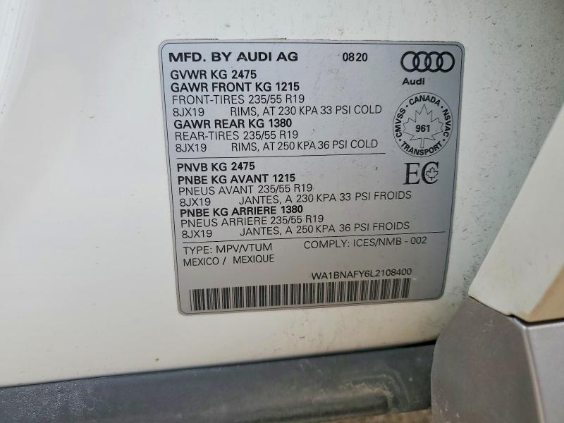 Продажа на аукционе авто 2020 Audi Q5, vin: WA1BNAFY6L2108400, номер лота: 54765416