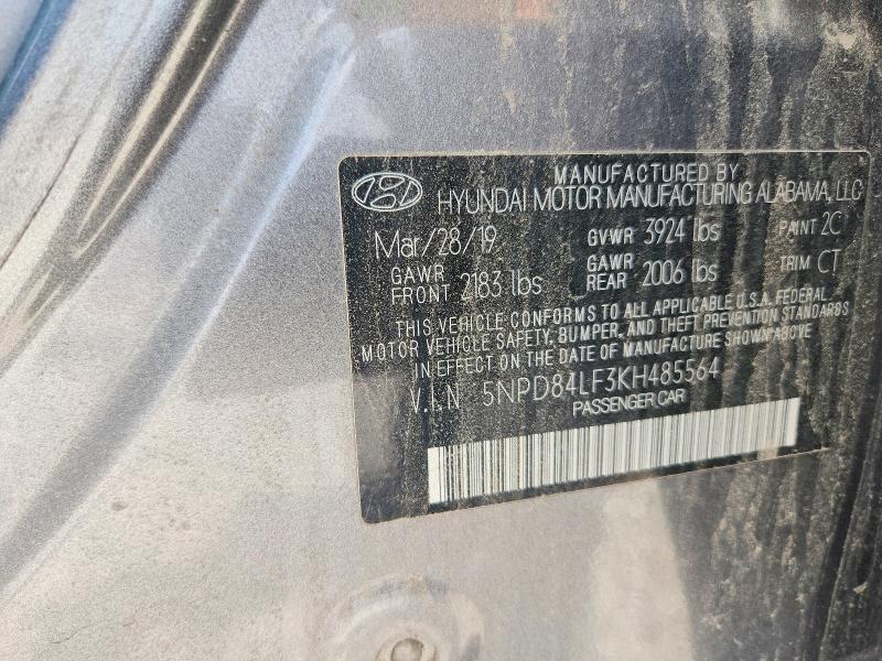 2019 Hyundai Elantra მანქანა იყიდება აუქციონზე, vin: 5NPD84LF3KH485564, აუქციონის ნომერი: 54382636