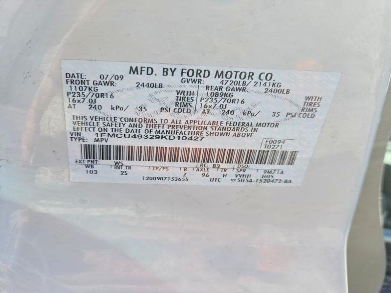 2009 Ford Escape მანქანა იყიდება აუქციონზე, vin: 1FMCU49329KD10427, აუქციონის ნომერი: 53568366