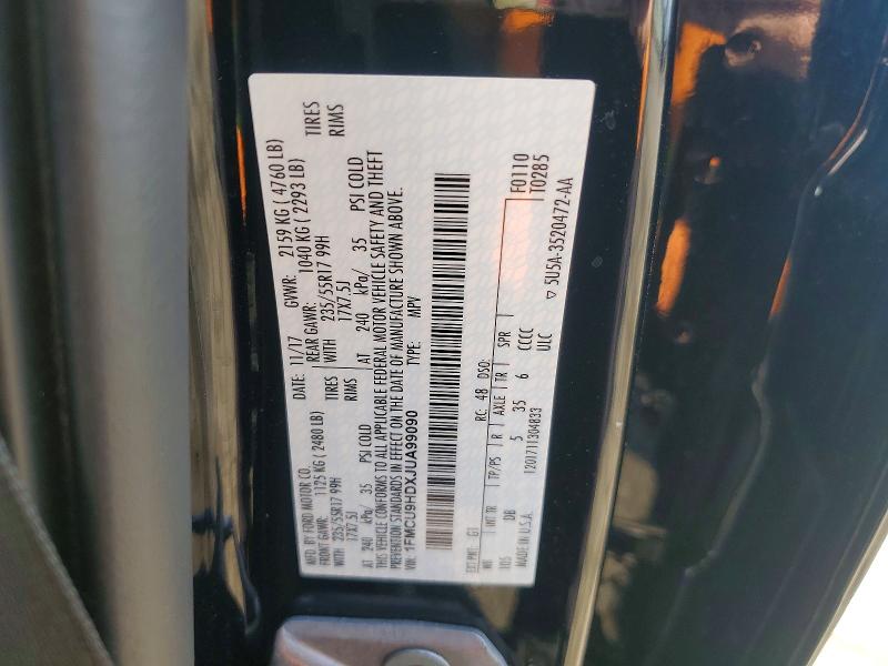 53264336 :رقم المزاد ، 1FMCU9HDXJUA99090 vin ، 2018 Ford Escape مزاد بيع