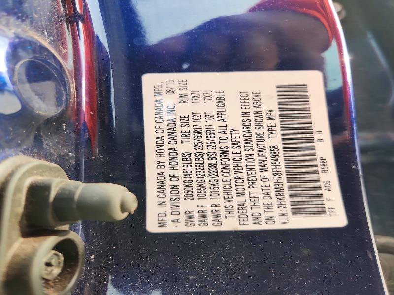 2015 Honda Cr-v მანქანა იყიდება აუქციონზე, vin: 2HKRM3H78FH549858, აუქციონის ნომერი: 52776716