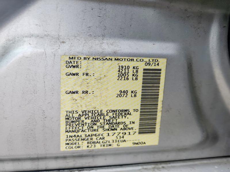 52330716 :رقم المزاد ، 1N4AL3AP6FC177917 vin ، 2015 Niss Altima مزاد بيع