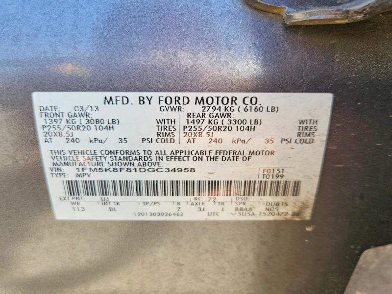 Продаж на аукціоні авто 2013 Ford Explorer, vin: 1FM5K8F81DGC34958, номер лоту: 54429186