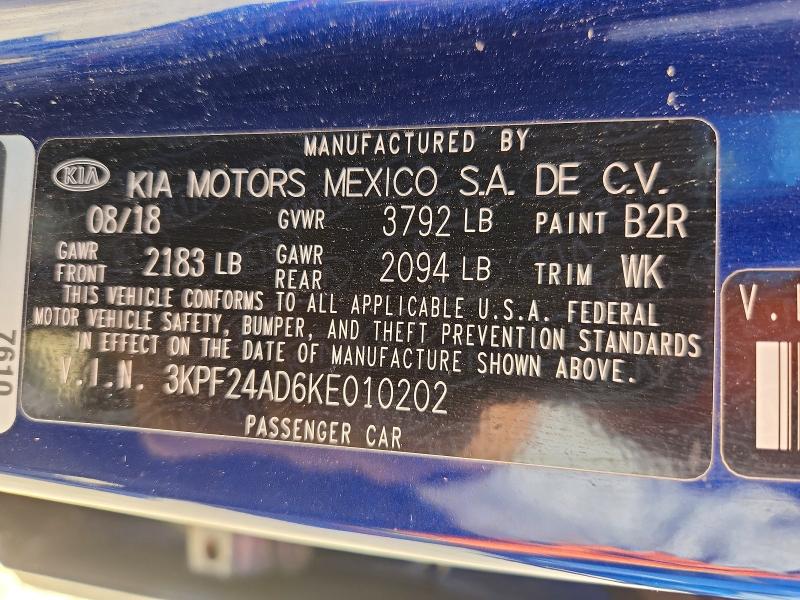 Продажа на аукционе авто 2019 Kia Forte, vin: 3KPF24AD6KE010202, номер лота: 53243916