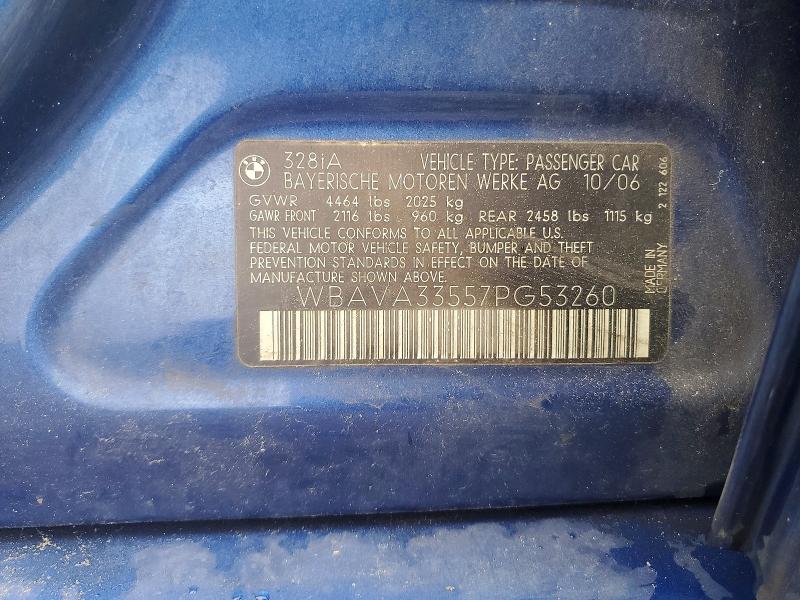 Продаж на аукціоні авто 2007 Bmw 328, vin: WBAVA33557PG53260, номер лоту: 54942426