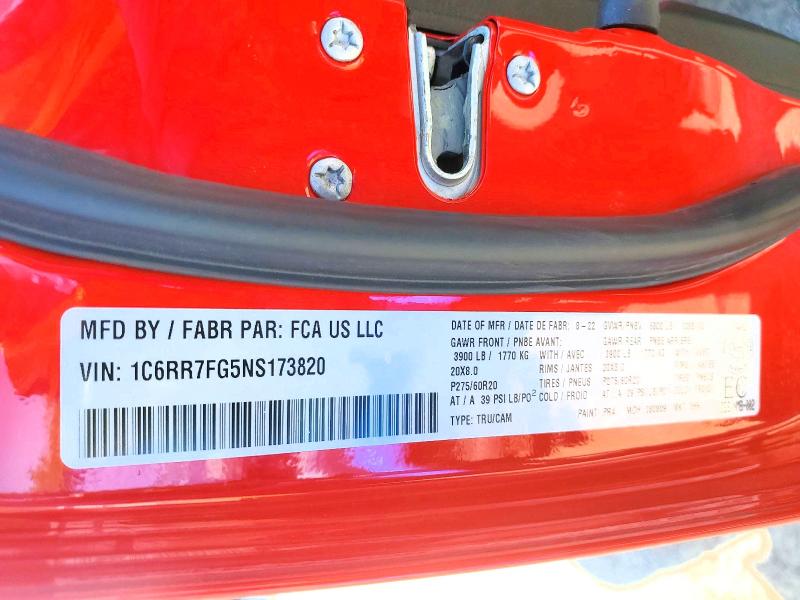 Продажа на аукционе авто 2022 Ram 1500 Classic, vin: 1C6RR7FG5NS173820, номер лота: 55109746