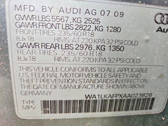Auction sale of the 2010 Audi Q5, vin: WA1LKAFPXAA023826, lot number: 54096136