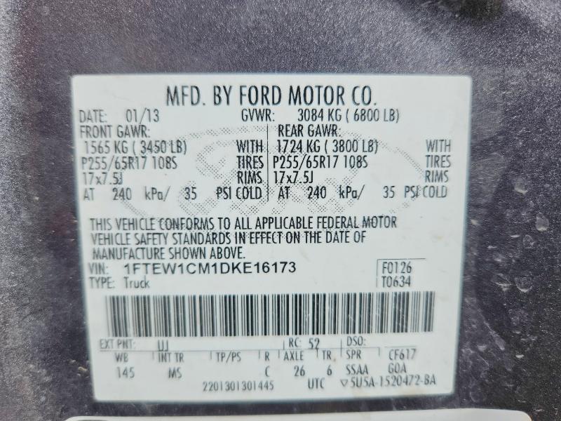 Aukcja sprzedaży 2013 Ford F150, vin: 1FTEW1CM1DKE16173, numer aukcji: 52338216