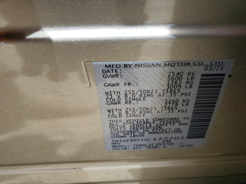 Продаж на аукціоні авто 2025 Nissan Murano, vin: 5N1AZ3DT3SC122705, номер лоту: 52206006