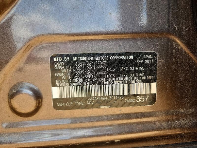 53846256 :رقم المزاد ، JA4AP4AW4JZ011875 vin ، 2018 Mitsubishi Outlander Sport مزاد بيع