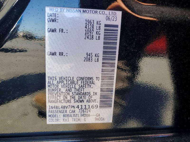 Aukcja sprzedaży 2023 Nissan Altima, vin: 1N4BL4BV7PN411169, numer aukcji: 54007946